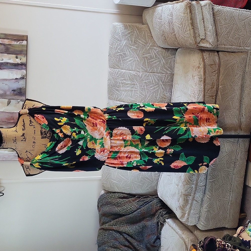 Studio West Floral Cowl Neck Blousan Dress